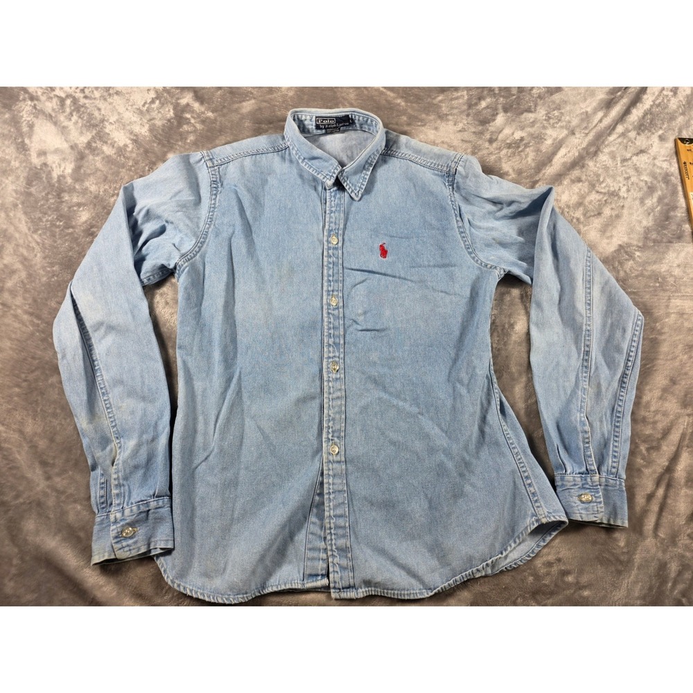 Polo by Ralph Lauren Light Blue Denim Button-Down Shirt with Red Pony